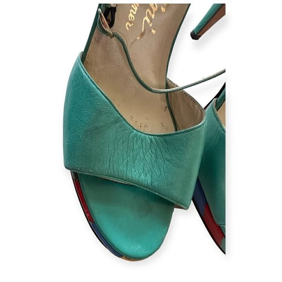 Vintage Garolini Ankle Strap Heel, Patchwork Platform,  Size 8N - Picture 10 of 14